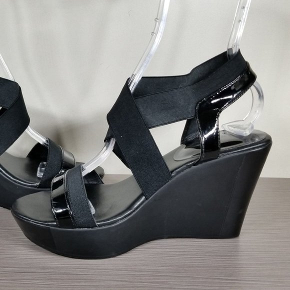 Charles David Feature Wedge Sandals, Black, Womens Size 8 M - Picture 6 of 13